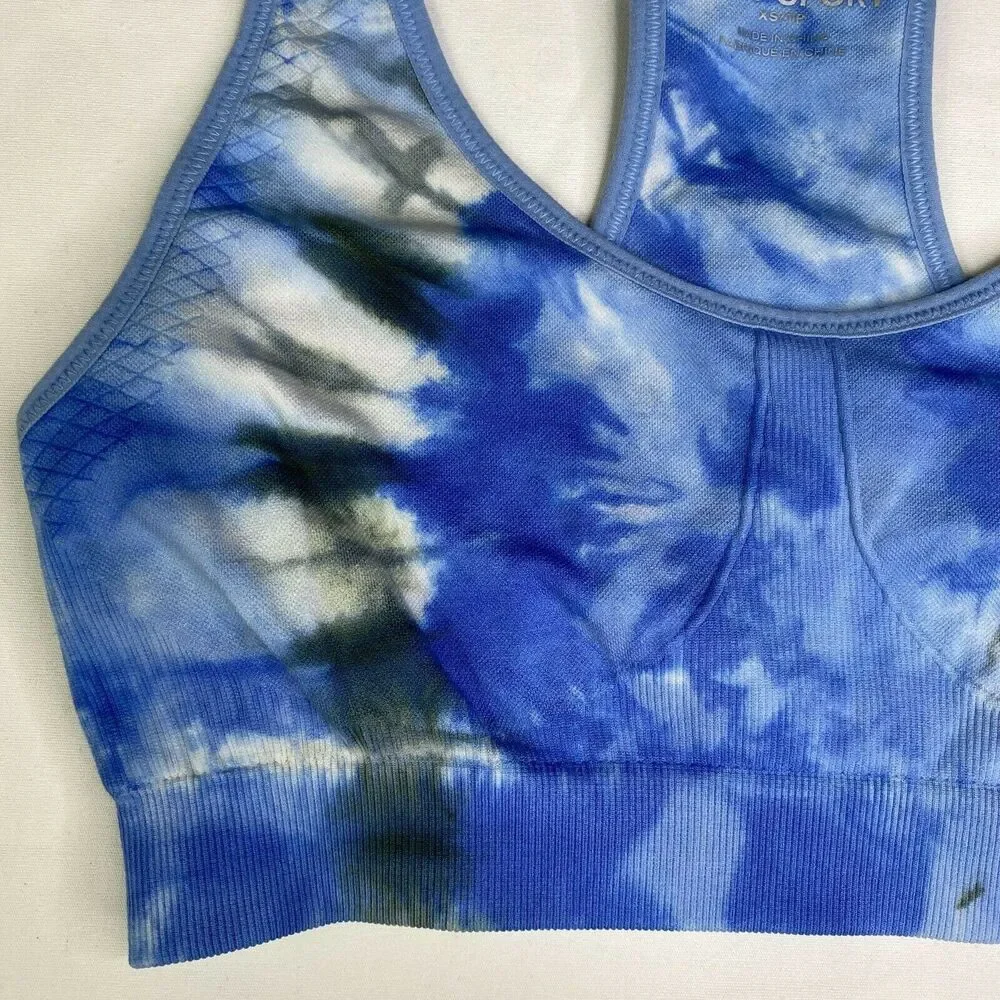 Tory Burch Tie-Dye Seamless Racerback Sports Bra Women's Size Extra Small XS
